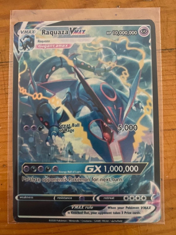 Rayquaza Vmax Pikachu ash Vmax gaming shining gx ex m mega ultra pokemon gx  ex card custom holographic ancient full art v vmax