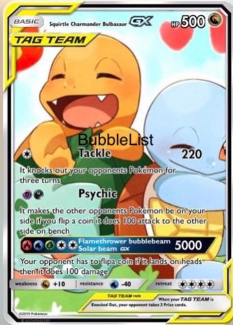 Bulbasaur Squirtle Charmender Pikachu Vmax Gaming Shining Gx Etsy