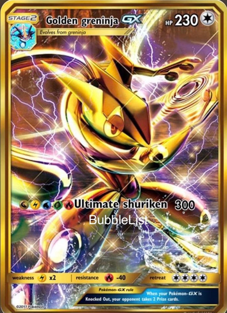 Golden Greninja Gx Pikachu Ash Vmax Gaming Shining Gx Ex M | Etsy
