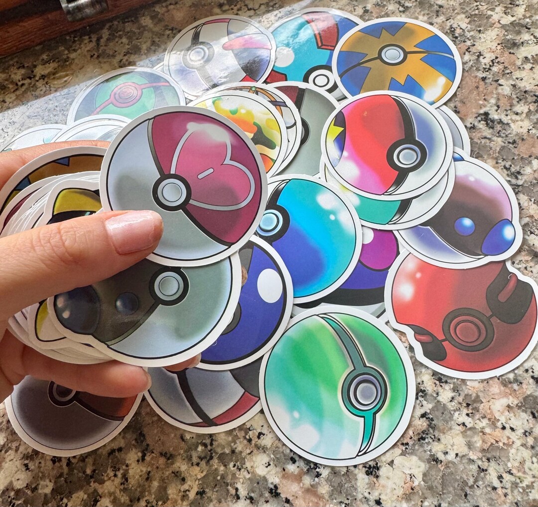 Pokemon Pokeball Pikachu Ash Stickers Random PVC Waterproof Brilliant ...