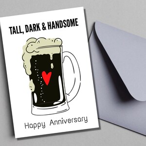 PRINTABLE Anniversary Card Cute Card for Lover Beer Card Tall Dark and Handsome Love Card Instant Download