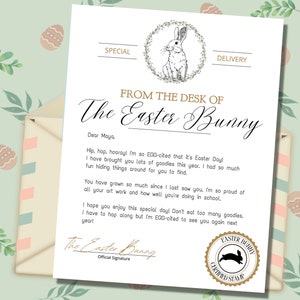 EDITABLE Official Easter Bunny Letter From the Desk of the Easter Bunny Printable Instant Download for Kids image 1