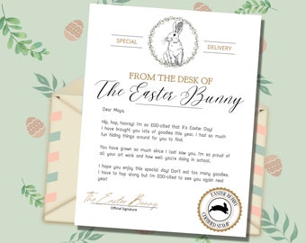 EDITABLE Official Easter Bunny Letter From the Desk of the Easter Bunny Printable Instant Download for Kids