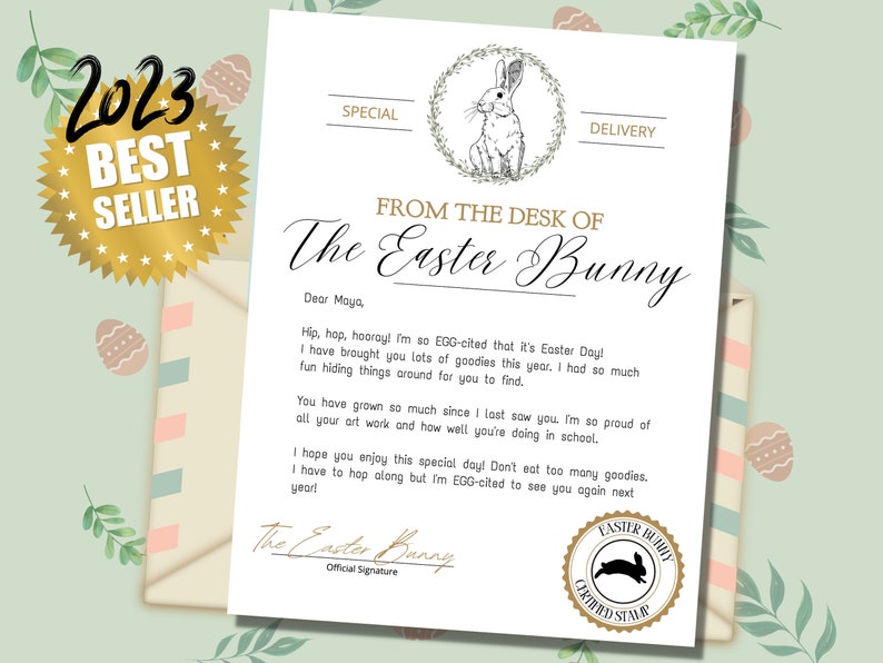 EDITABLE Official Easter Bunny Letter From the Desk of the Easter Bunny Printable Instant Download for Kids image 4