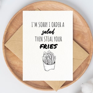 PRINTABLE Funny Anniversary Card for Him for Boyfriend for Lover Birthday Card Sorry I Steal Your Fries Gift Instant Download