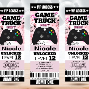 EDITIERBARE Videospiel-LKW-Einladungs-Einladung Gamer Girl Birthday Invite Pink Gaming Party Sofortiger Download Printable