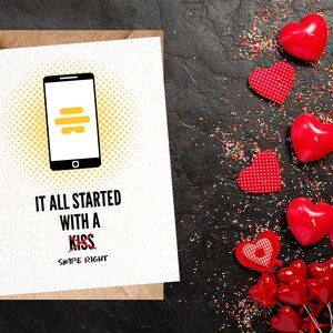 AFDRUKBARE grappige online dating-app-kaart Het begon allemaal met een veeg naar rechts voor hem Verjaardagskaart Valentijnsdag voor geliefde Instant Download