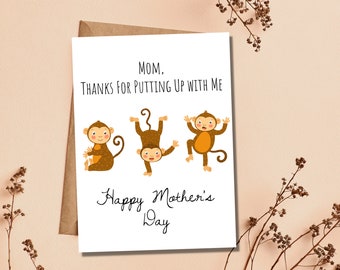 PRINTABLE Mother's Day Card Funny Card for Mom Cute Card for Mother Card from Child Patient Mother Instant Download