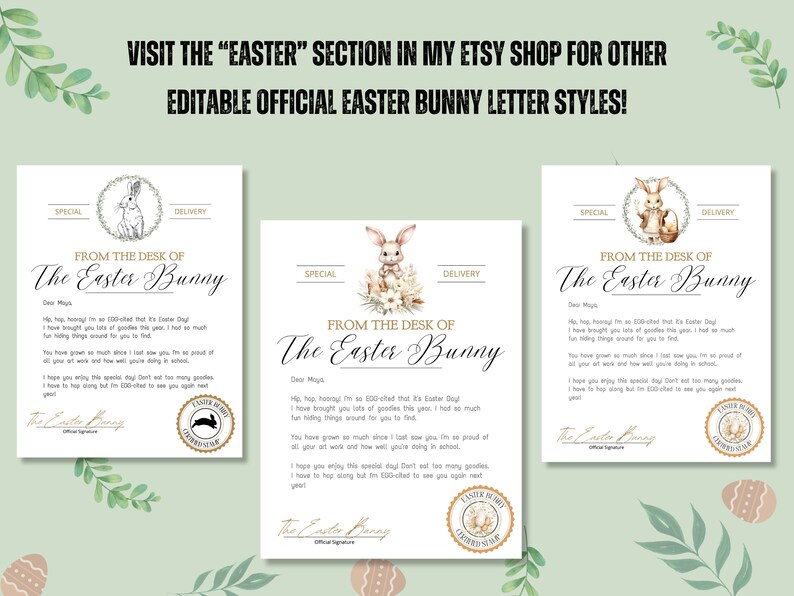 EDITABLE Official Easter Bunny Letter Bundle From the Desk of the ...