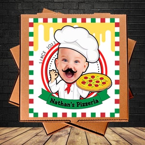Pizza Box Custom Printable with Photo Pizza Party Decoration Pizza Chef Birthday Italian Party Decor Chef Party Decor Personalized Template