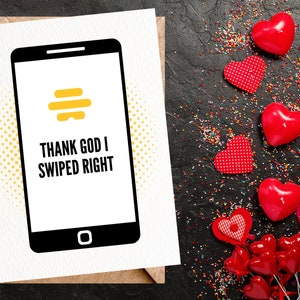 DRUCKBARE Lustige Online Dating App Karte Danke Gott I Swiped Right für Ihn für Freund für Liebhaber Jahrestag Valentinstag Sofort Download