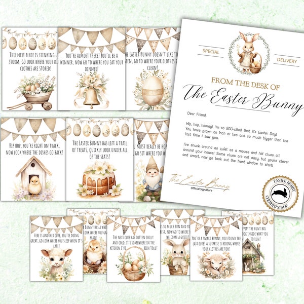 PRINTABLE Indoor Easter Scavenger Hunt with Easter Bunny Letter Easter Egg Hunt Kids Easter Activity Preschool Easter Game Official Letter