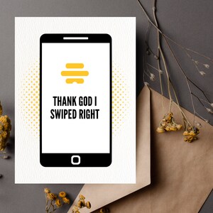 AFDRUKBARE grappige verjaardagskaart Online Dating App Card Godzijdank heb ik naar rechts voor hem geveegd voor vriend verjaardagscadeau Instant Download