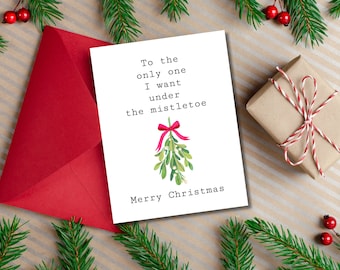 Weihnachtskarte Für Ehemann – Mit Rotkehlchen & Mistelzweig, Personalisiert, Hergestellt In UK