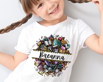 Personalized Name Back to School PNG Custom Name Digital File Shirt for Kid Toddler Tee School Cartoon First Day of School Shirt Sublimation