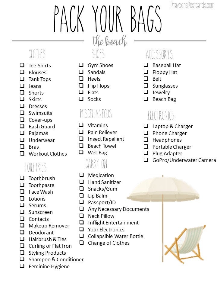 Ultimate Beach Packing List Bundle