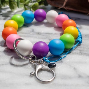 Rainbow Ombre Silicone Bead Keychain, Beaded Keychain for Women, Cute Keyring for Teenage Girls, Bridal Party Gifts, Mother&#39;s Day Gift