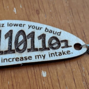 DIY Laser-cut Earring - &quot;Please lower your baud&quot; - from That Nerd collection, SVG, DXF GlowForge, Cricut, cnc