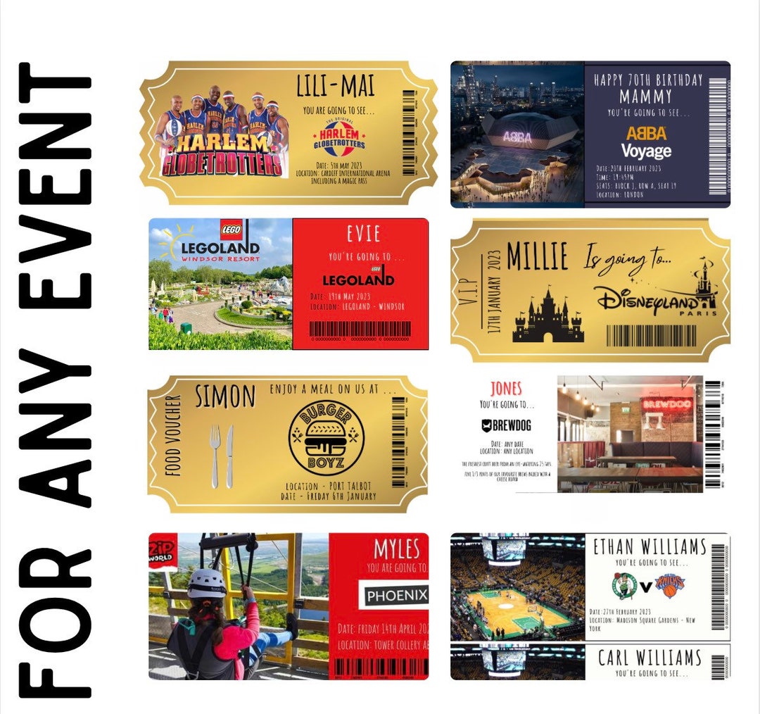 Sports Footie Custom / Personalised Event Ticket Any Theatre Musical Music Event Concert Comedy