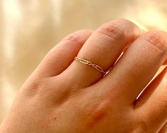 Gold Dainty Chain Ring | 14K Dainty Ring | Gold Filled Ring | Minimalist Ring | Stackable Ring | Dainty Jewelry