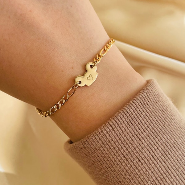 Gold Mouse Ears Bracelet | Dainty 14K Gold Bracelet | Minimalist Jewelry