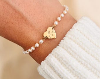 Stamped Castle Bracelet | 14K Gold Bracelet | Sterling Silver | Minimalist Dainty Bracelet | Pearl Bracelet Paperclip Bracelet