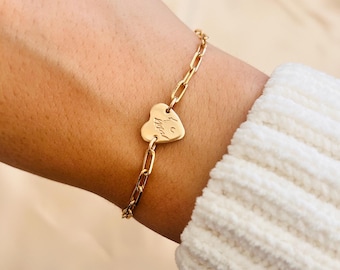 Stamped Castle Bracelet | 14K Gold Bracelet | Sterling Silver | Minimalist Dainty Bracelet | Paperclip Bracelet