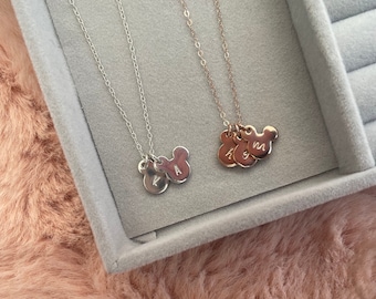 Dainty Mouse Necklace with Initial | 14K Gold Filled | Sterling Silver | Rose Gold | Personalized Necklace