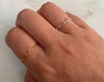 Paperclip Chain Ring | 14K Dainty Ring | Gold Filled Ring | Sterling Silver Ring | Minimalist Ring | Stackable Ring | Dainty Jewelry