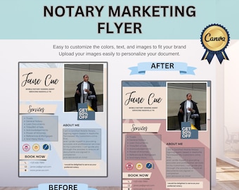 Notaris Marketing Flyer, notaris mailers, notaris flyer sjabloon, lening ondertekening agent sjabloon, flyer, notaris bewerkbare flyer, DIY flyer-sjabloon