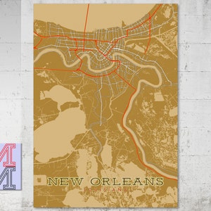 Affiche en demi-teintes de la carte de rue de la Nouvelle-Orléans