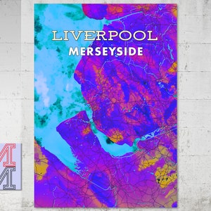 LIVERPOOL Merseyside street map affiche art