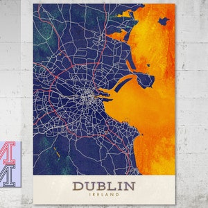Mapa de la calle de Dublín Ombre Faux Metallic Grunge Poster