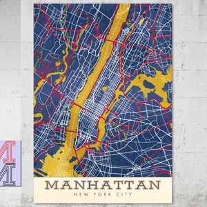 Manhattan New York City Street Map USA Ombre Grunge Texture Art Print