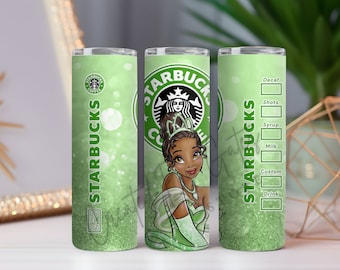 Princess 20oz Tumbler | Customize Your Disney Princess (Tiana, Belle, Ariel…) | Glitter Starbucks Coffee Cup Gift