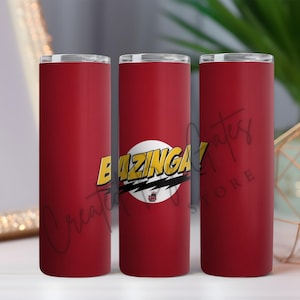 Bazinga Tumbler – Big Bang Theory 20oz Skinny Cup | Funny Geek Drinkware | Nerdy Gift Idea