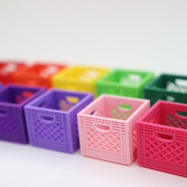 Mini Milk Crate Desk Organizer, Colorful Miniature Storage