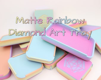 MATTE RAINBOW Diamond Painting Tray with Sliding Lid and Locking Stopper Special Edition Diamond Art Drill Boat Diamond Painting Accessories