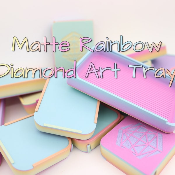 MATTE RAINBOW Diamond Painting Tray with Sliding Lid and Locking Stopper Special Edition Diamond Art Drill Boat Diamond Painting Accessories