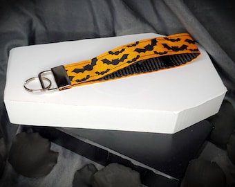 Bat Wristlet Keychain, Spooky Halloween Key Fob