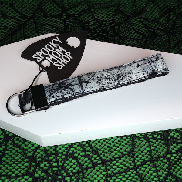 Grunge inked wristlet keyfob keychain, emo, goth, punk key add on, creepy, spooky, accessory, alternative