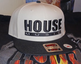 I Love House Music Black and White Snapback Hat