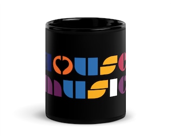 I Love House Music Black Glossy Mug