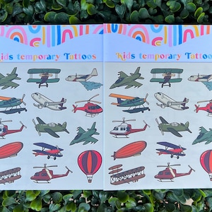 Aerei tatuaggi temporanei per bambini, 14 diversi tipi di aerei