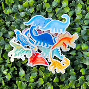 Dinosaurs stickers, watercolor sticker, 12 waterproof sticker