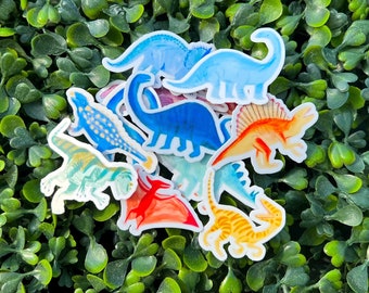 Dinosaurs stickers, watercolor sticker, 12 waterproof sticker