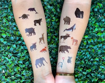 Animals kids temporary tattoos stickers, party favors, 15 different temporary tattoos