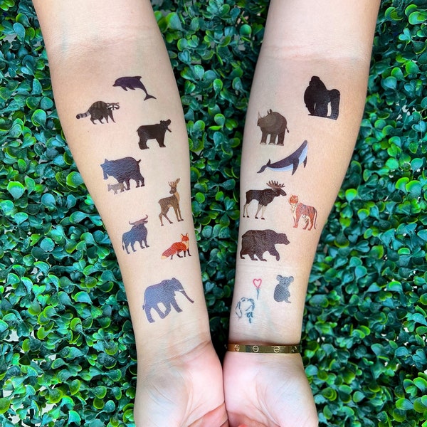 Animals kids temporary tattoos stickers, party favors, 15 different temporary tattoos