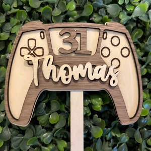Gamer cake topper, game controller cake topper, video game cake topper, wood cake topper