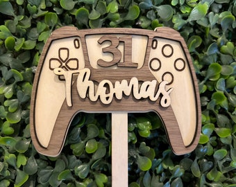 Gamer cake topper, game controller cake topper, video game cake topper, wood cake topper